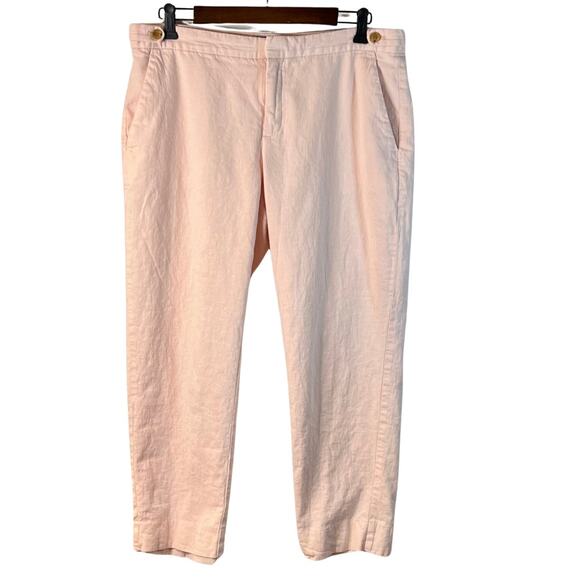 Banana Republic Women's Avery Pink Linen Blend Pants Size 14 - Picture 1 of 5